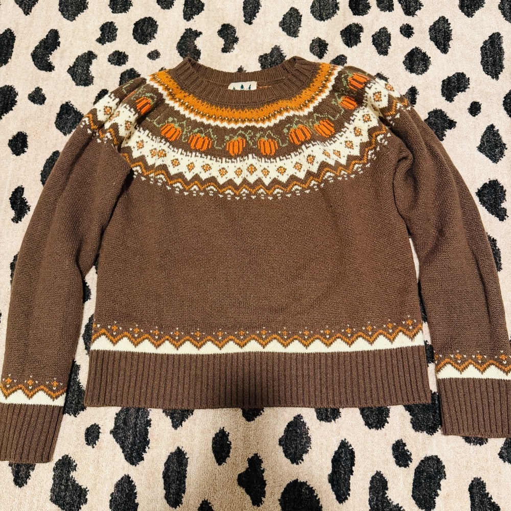 Kiel James Patrick Women's Cozy Pumpkin Fair Isle Crewneck Sweater M